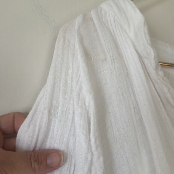 9Seed Marrakech Dashiki White Crinkle Gauze Frayed Tunic Top S - Picture 13 of 13